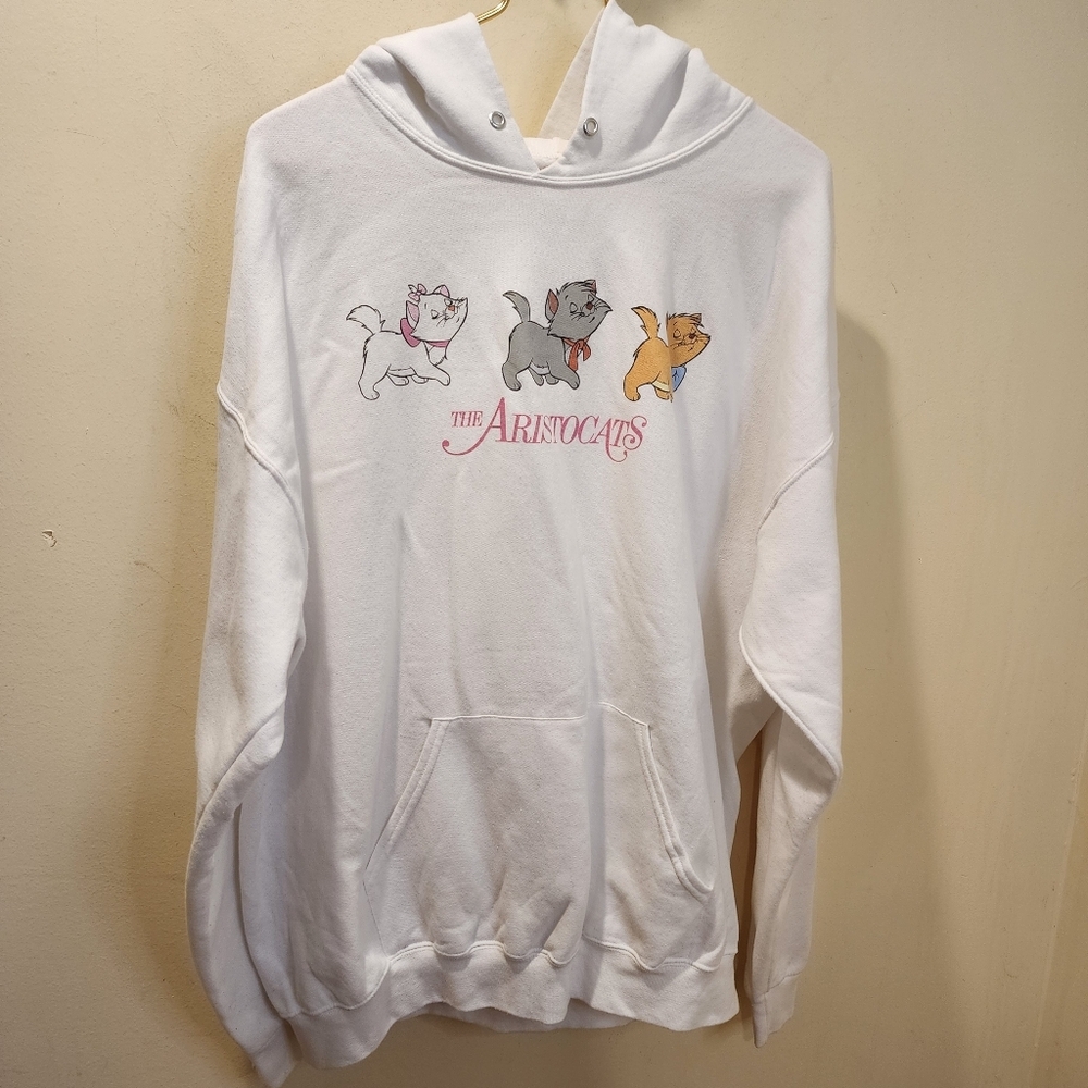 Disney White Aristocats Graphic Hoodie Size XL